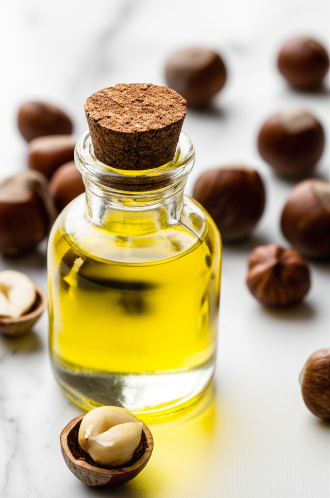 Hazelnut oil with whole hazelnuts